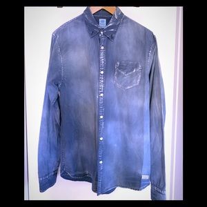 Scotch &Soda Blue Stone Washed Long Sleeve Shirt L